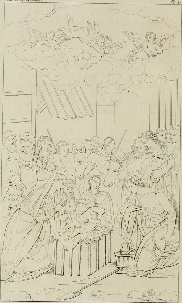 An illustration from Annales du musée et de l'école moderne des beaux-arts : recueil de gravures au trait, d'après les principaux ouvrages de peinture, sculpture, ou projets d'architecture, qui, chaque année, ont remporté le prix, soit aux écoles spéciales, soit aux concours nationaux : les productions des artistes en tous genres, qui, aux différentes expositions, ont été citées avec éloges : les morceaux les plus estimés ou inédits de la galerie de peinture : la suite complète de celle des antiques : édifices anciens et modernes, etc., 1800, leaf 47