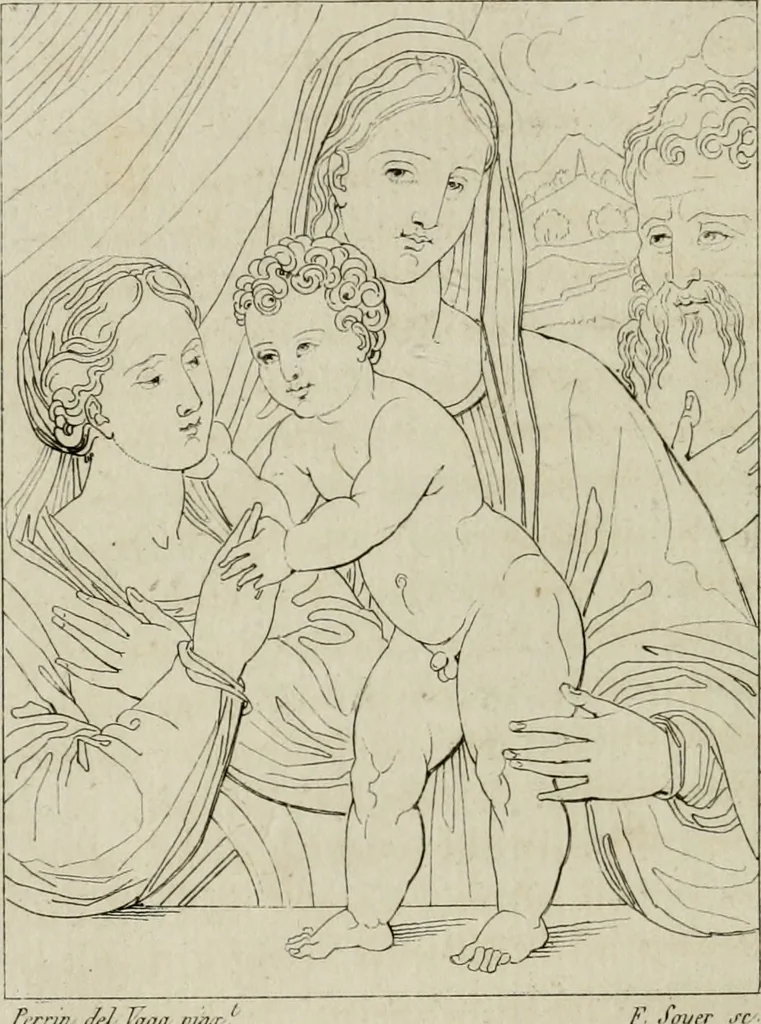 An illustration from Annales du musée et de l'école moderne des beaux-arts : recueil de gravures au trait, d'après les principaux ouvrages de peinture, sculpture, ou projets d'architecture, qui, chaque année, ont remporté le prix, soit aux écoles spéciales, soit aux concours nationaux : les productions des artistes en tous genres, qui, aux différentes expositions, ont été citées avec éloges : les morceaux les plus estimés ou inédits de la galerie de peinture : la suite complète de celle des antiques : édifices anciens et modernes, etc., 1800, leaf 51