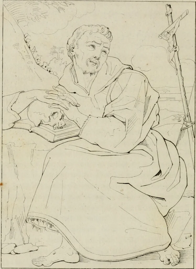 An illustration from Annales du musée et de l'école moderne des beaux-arts : recueil de gravures au trait, d'après les principaux ouvrages de peinture, sculpture, ou projets d'architecture, qui, chaque année, ont remporté le prix, soit aux écoles spéciales, soit aux concours nationaux : les productions des artistes en tous genres, qui, aux différentes expositions, ont été citées avec éloges : les morceaux les plus estimés ou inédits de la galerie de peinture : la suite complète de celle des antiques : édifices anciens et modernes, etc., 1800, leaf 63