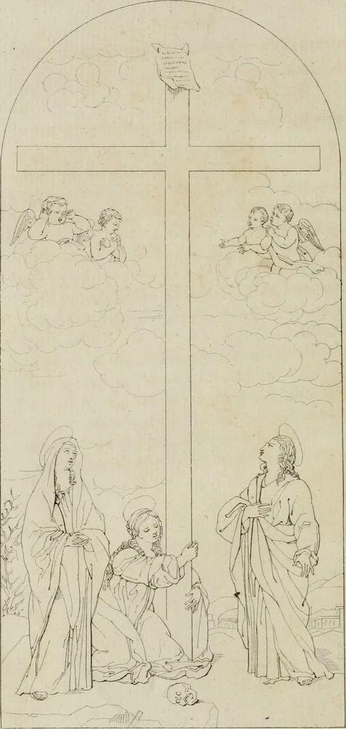 An illustration from Annales du musée et de l'école moderne des beaux-arts : recueil de gravures au trait, d'après les principaux ouvrages de peinture, sculpture, ou projets d'architecture, qui, chaque année, ont remporté le prix, soit aux écoles spéciales, soit aux concours nationaux : les productions des artistes en tous genres, qui, aux différentes expositions, ont été citées avec éloges : les morceaux les plus estimés ou inédits de la galerie de peinture : la suite complète de celle des antiques : édifices anciens et modernes, etc., 1800, leaf 79