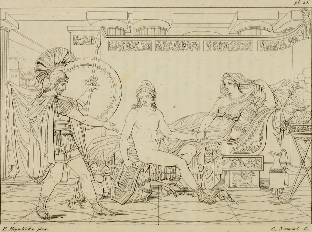 An illustration from Annales du Salon de Gand et de l'école moderne des Pays-Bas : recueil de morceaux choisis parmi les ouvrages de peinture, sculpture, architecture et gravure, esposés au musée en 1820, et d'autres nouvelles productions d l'art : gravés au trait, avec l'explication des sujets et une notice sur les artistes, 1823, leaf 113
