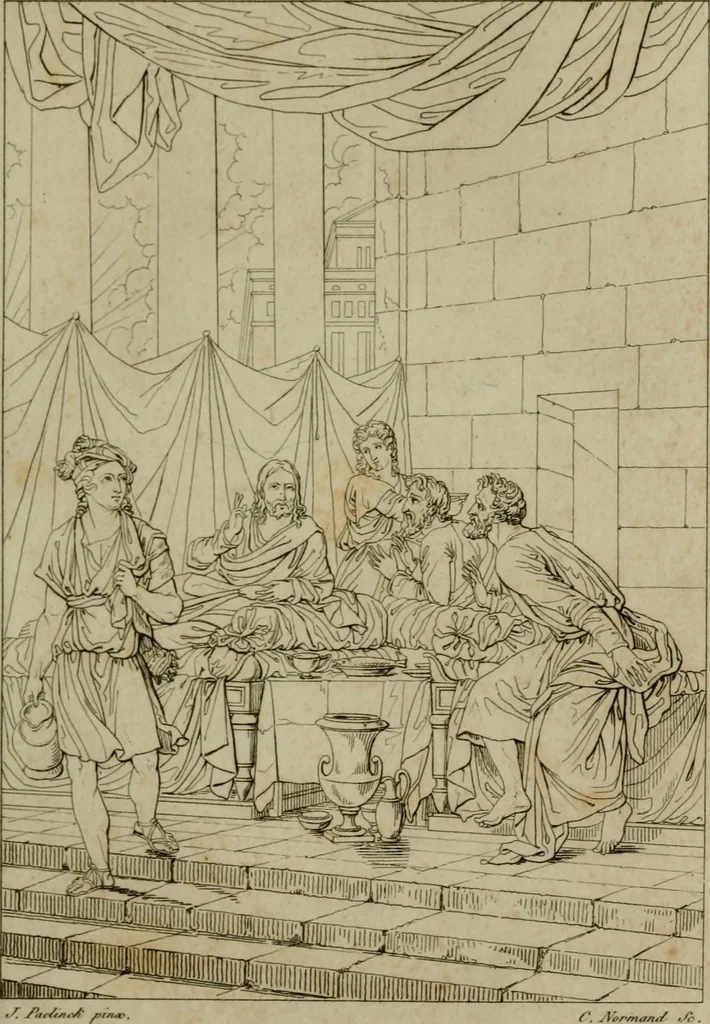 An illustration from Annales du Salon de Gand et de l'école moderne des Pays-Bas : recueil de morceaux choisis parmi les ouvrages de peinture, sculpture, architecture et gravure, esposés au musée en 1820, et d'autres nouvelles productions d l'art : gravés au trait, avec l'explication des sujets et une notice sur les artistes, 1823, leaf 132