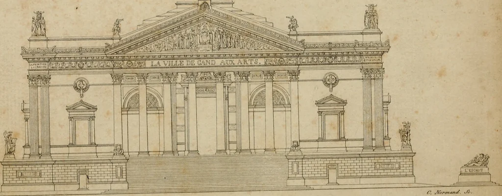 An illustration from Annales du Salon de Gand et de l'école moderne des Pays-Bas : recueil de morceaux choisis parmi les ouvrages de peinture, sculpture, architecture et gravure, esposés au musée en 1820, et d'autres nouvelles productions d l'art : gravés au trait, avec l'explication des sujets et une notice sur les artistes, 1823, leaf 143