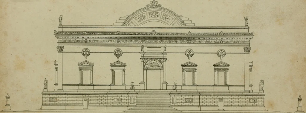 An illustration from Annales du Salon de Gand et de l'école moderne des Pays-Bas : recueil de morceaux choisis parmi les ouvrages de peinture, sculpture, architecture et gravure, esposés au musée en 1820, et d'autres nouvelles productions d l'art : gravés au trait, avec l'explication des sujets et une notice sur les artistes, 1823, leaf 152