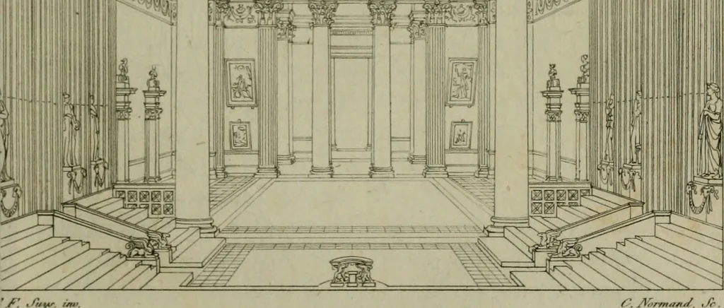 An illustration from Annales du Salon de Gand et de l'école moderne des Pays-Bas : recueil de morceaux choisis parmi les ouvrages de peinture, sculpture, architecture et gravure, esposés au musée en 1820, et d'autres nouvelles productions d l'art : gravés au trait, avec l'explication des sujets et une notice sur les artistes, 1823, leaf 158