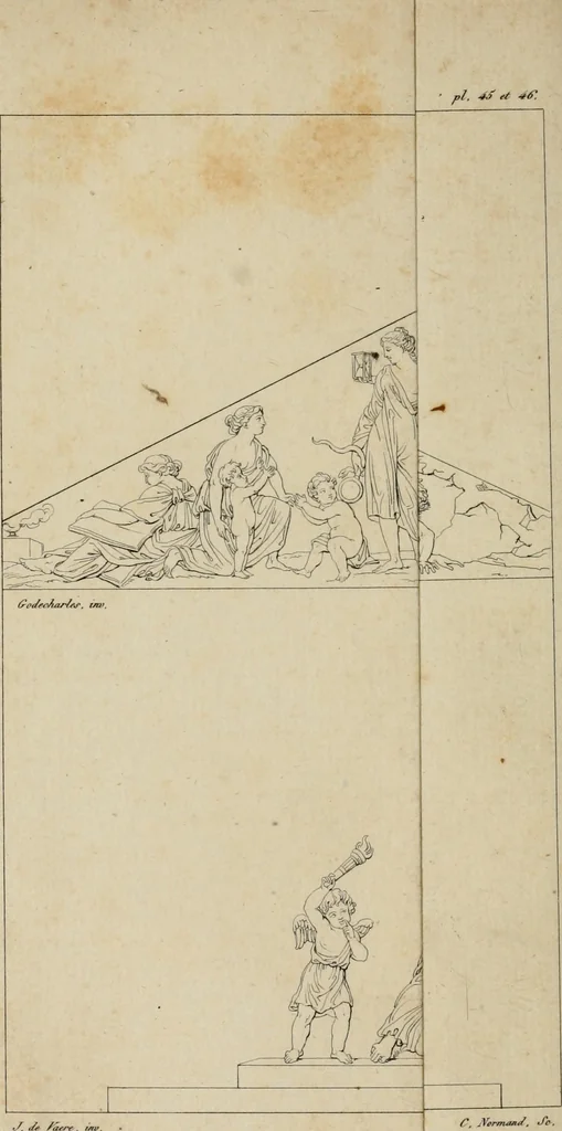 An illustration from Annales du Salon de Gand et de l'école moderne des Pays-Bas : recueil de morceaux choisis parmi les ouvrages de peinture, sculpture, architecture et gravure, esposés au musée en 1820, et d'autres nouvelles productions d l'art : gravés au trait, avec l'explication des sujets et une notice sur les artistes, 1823, leaf 187