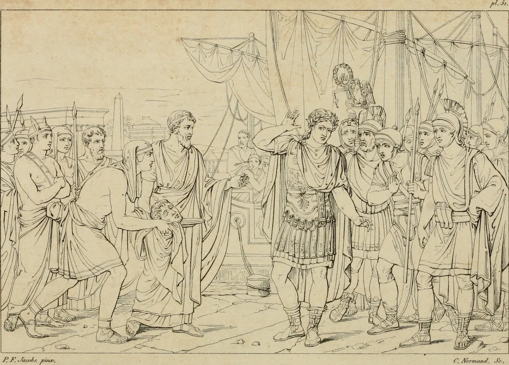 An illustration from Annales du Salon de Gand et de l'école moderne des Pays-Bas : recueil de morceaux choisis parmi les ouvrages de peinture, sculpture, architecture et gravure, esposés au musée en 1820, et d'autres nouvelles productions d l'art : gravés au trait, avec l'explication des sujets et une notice sur les artistes, 1823, leaf 209