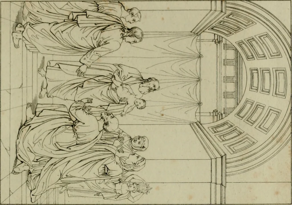 An illustration from Annales du Salon de Gand et de l'école moderne des Pays-Bas : recueil de morceaux choisis parmi les ouvrages de peinture, sculpture, architecture et gravure, esposés au musée en 1820, et d'autres nouvelles productions d l'art : gravés au trait, avec l'explication des sujets et une notice sur les artistes, 1823, leaf 236