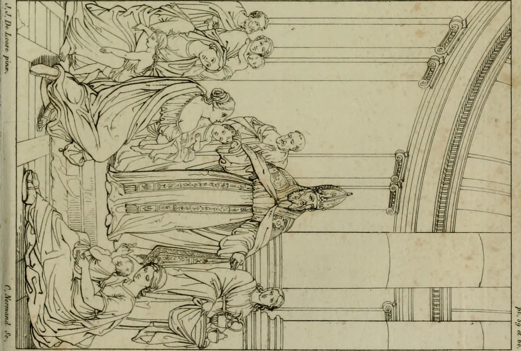 An illustration from Annales du Salon de Gand et de l'école moderne des Pays-Bas : recueil de morceaux choisis parmi les ouvrages de peinture, sculpture, architecture et gravure, esposés au musée en 1820, et d'autres nouvelles productions d l'art : gravés au trait, avec l'explication des sujets et une notice sur les artistes, 1823, leaf 236