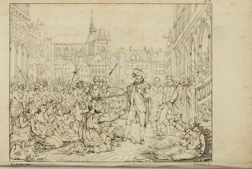 An illustration from Annales du Salon de Gand et de l'école moderne des Pays-Bas : recueil de morceaux choisis parmi les ouvrages de peinture, sculpture, architecture et gravure, esposés au musée en 1820, et d'autres nouvelles productions d l'art : gravés au trait, avec l'explication des sujets et une notice sur les artistes, 1823, leaf 241
