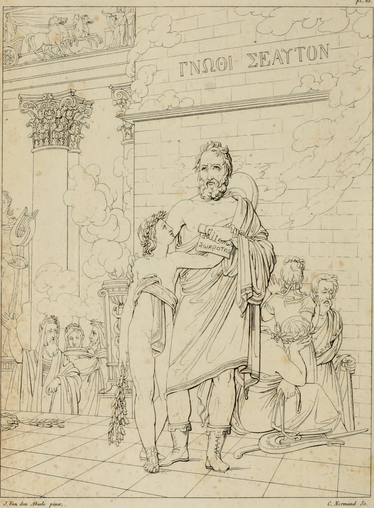 An illustration from Annales du Salon de Gand et de l'école moderne des Pays-Bas : recueil de morceaux choisis parmi les ouvrages de peinture, sculpture, architecture et gravure, esposés au musée en 1820, et d'autres nouvelles productions d l'art : gravés au trait, avec l'explication des sujets et une notice sur les artistes, 1823, leaf 261