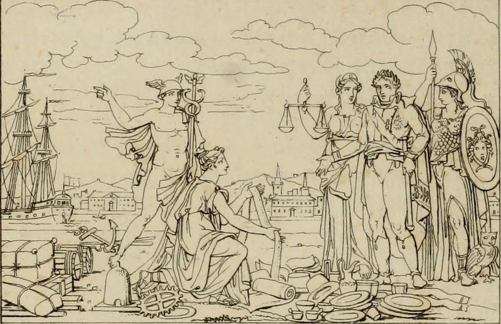 An illustration from Annales du Salon de Gand et de l'école moderne des Pays-Bas : recueil de morceaux choisis parmi les ouvrages de peinture, sculpture, architecture et gravure, esposés au musée en 1820, et d'autres nouvelles productions d l'art : gravés au trait, avec l'explication des sujets et une notice sur les artistes, 1823, leaf 269