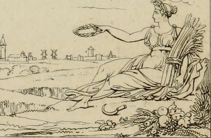 An illustration from Annales du Salon de Gand et de l'école moderne des Pays-Bas : recueil de morceaux choisis parmi les ouvrages de peinture, sculpture, architecture et gravure, esposés au musée en 1820, et d'autres nouvelles productions d l'art : gravés au trait, avec l'explication des sujets et une notice sur les artistes, 1823, leaf 269