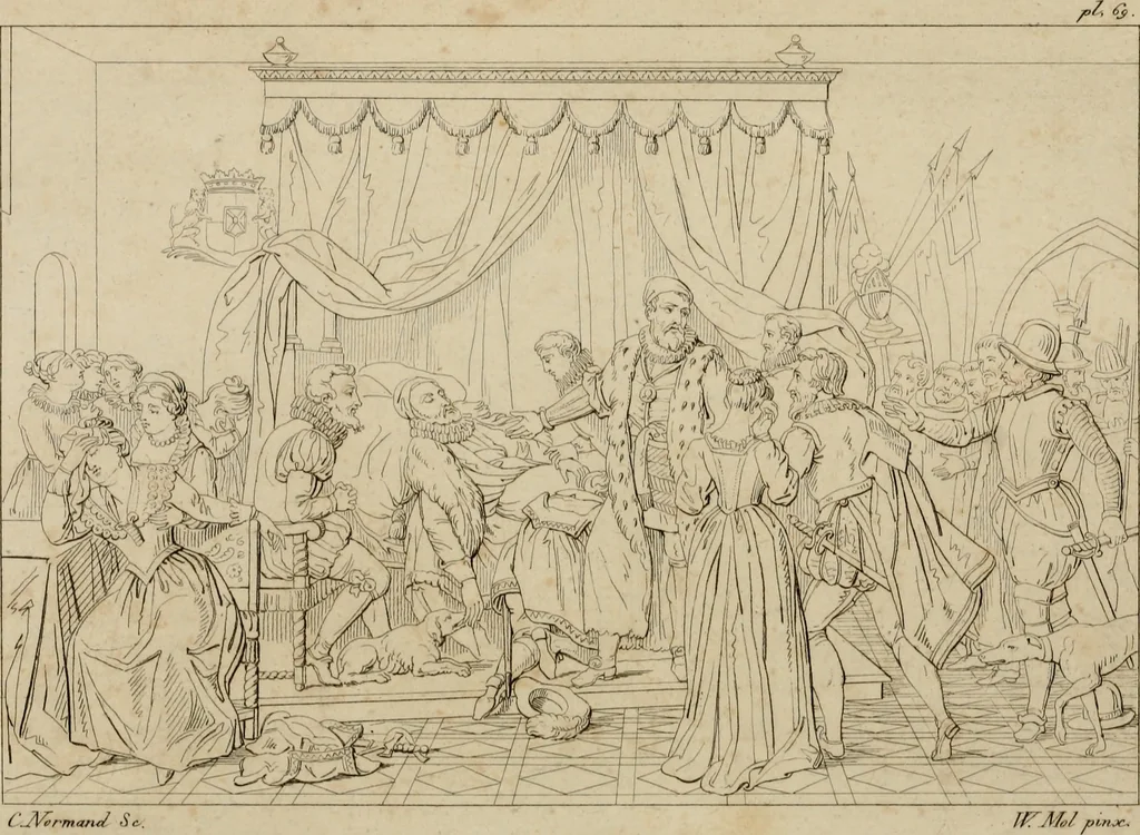 An illustration from Annales du Salon de Gand et de l'école moderne des Pays-Bas : recueil de morceaux choisis parmi les ouvrages de peinture, sculpture, architecture et gravure, esposés au musée en 1820, et d'autres nouvelles productions d l'art : gravés au trait, avec l'explication des sujets et une notice sur les artistes, 1823, leaf 277