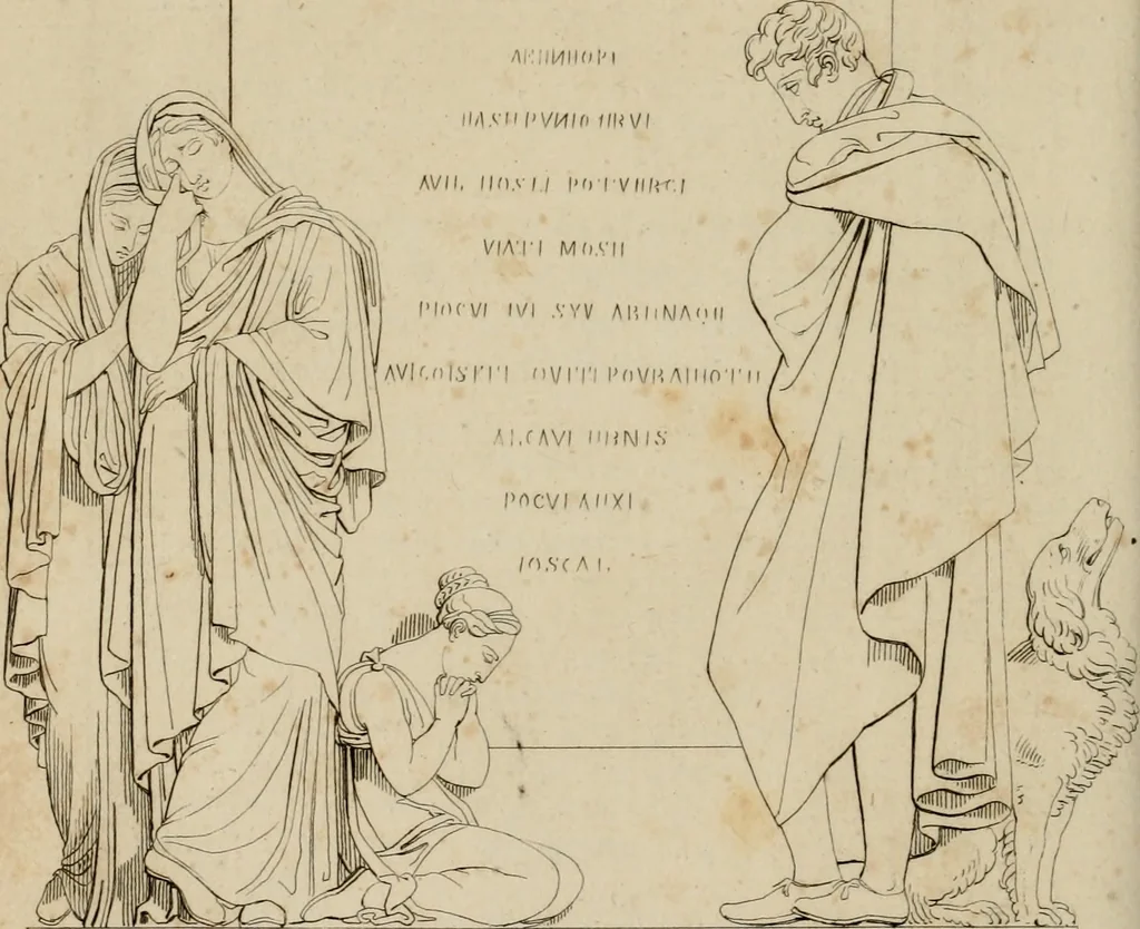 An illustration from Annales du Salon de Gand et de l'école moderne des Pays-Bas : recueil de morceaux choisis parmi les ouvrages de peinture, sculpture, architecture et gravure, esposés au musée en 1820, et d'autres nouvelles productions d l'art : gravés au trait, avec l'explication des sujets et une notice sur les artistes, 1823, leaf 285