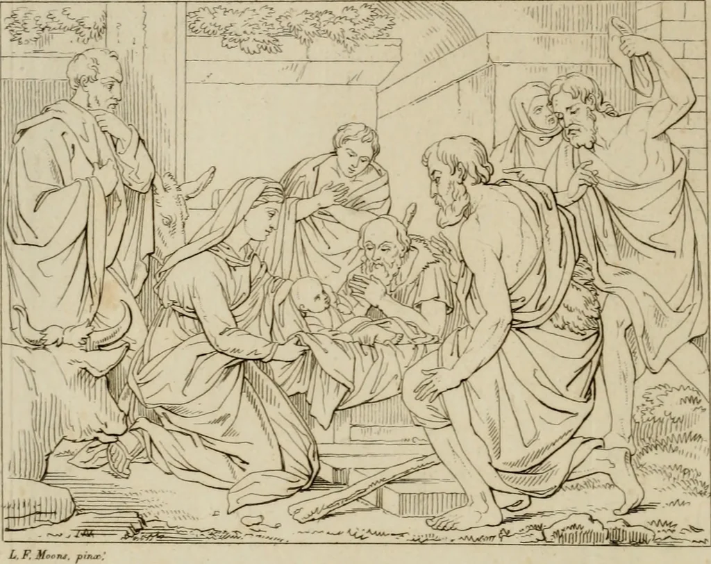 An illustration from Annales du Salon de Gand et de l'école moderne des Pays-Bas : recueil de morceaux choisis parmi les ouvrages de peinture, sculpture, architecture et gravure, esposés au musée en 1820, et d'autres nouvelles productions d l'art : gravés au trait, avec l'explication des sujets et une notice sur les artistes, 1823, leaf 295