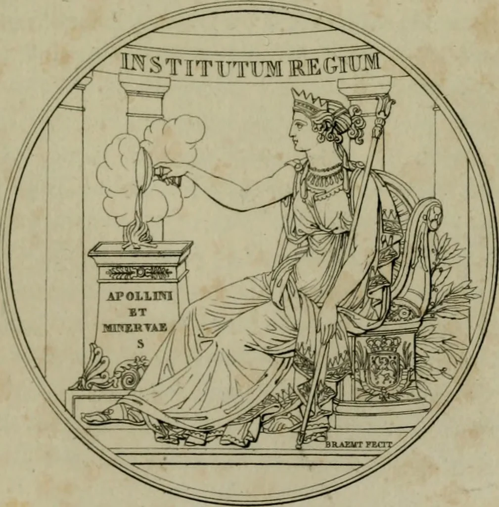 An illustration from Annales du Salon de Gand et de l'école moderne des Pays-Bas : recueil de morceaux choisis parmi les ouvrages de peinture, sculpture, architecture et gravure, esposés au musée en 1820, et d'autres nouvelles productions d l'art : gravés au trait, avec l'explication des sujets et une notice sur les artistes, 1823, leaf 340
