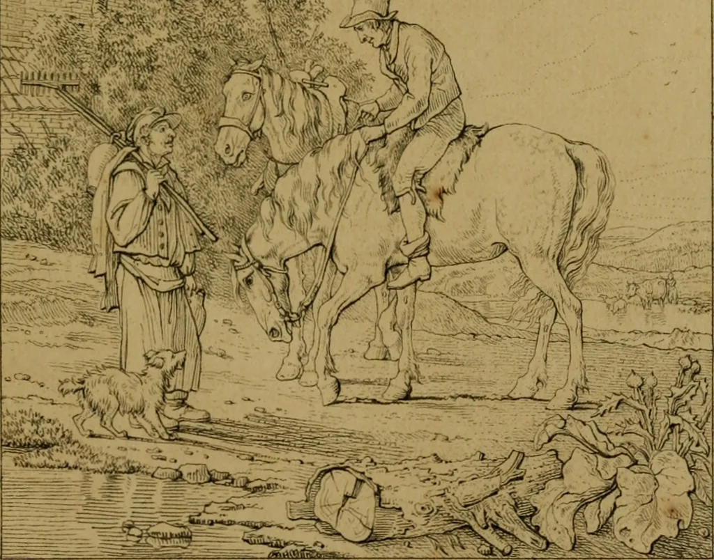 An illustration from Annales du Salon de Gand et de l'école moderne des Pays-Bas : recueil de morceaux choisis parmi les ouvrages de peinture, sculpture, architecture et gravure, esposés au musée en 1820, et d'autres nouvelles productions d l'art : gravés au trait, avec l'explication des sujets et une notice sur les artistes, 1823, leaf 350