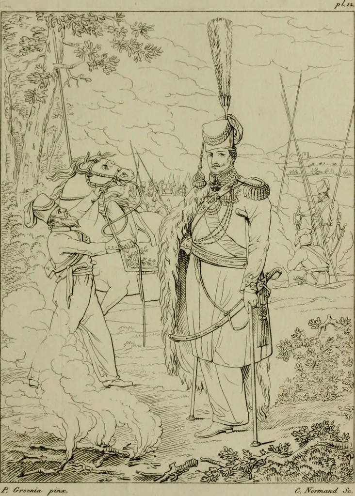 An illustration from Annales du Salon de Gand et de l'école moderne des Pays-Bas : recueil de morceaux choisis parmi les ouvrages de peinture, sculpture, architecture et gravure, esposés au musée en 1820, et d'autres nouvelles productions d l'art : gravés au trait, avec l'explication des sujets et une notice sur les artistes, 1823, leaf 68