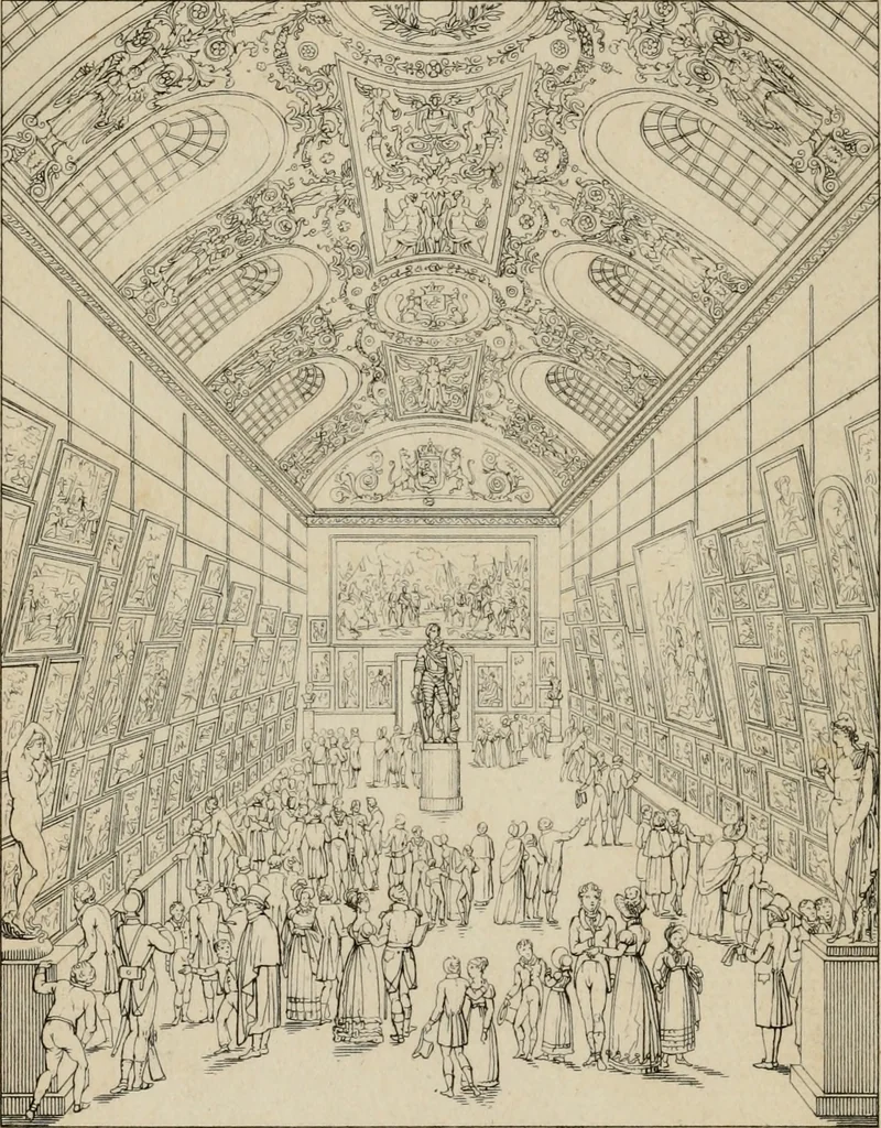 An illustration from Annales du Salon de Gand et de l'école moderne des Pays-Bas : recueil de morceaux choisis parmi les ouvrages de peinture, sculpture, architecture et gravure, esposés au musée en 1820, et d'autres nouvelles productions d l'art : gravés au trait, avec l'explication des sujets et une notice sur les artistes, 1823, leaf 9
