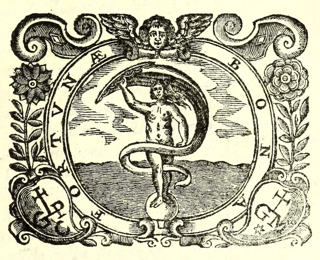 An illustration from Annali di Alessandria, ouero, Le cose accadute in essa città nel suo e circonuicino territorio dall'anno dell'origine sua sino al M.DC.LIX. : i fatti memorabili de' suoi cittadini : alcuni auuenimenti notabili altroue occorsi nell'istesso tempo : et vn breue trattato delle terre, che alla fabrica dell'istessa città concorsero : con due tauole ..., 1666, leaf 7