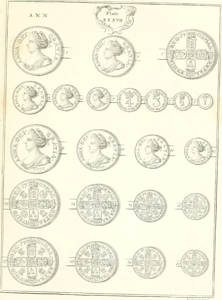 An illustration from Annals of the coinage of Great Britain and its dependencies : from the earliest period of authentic history to the reign of Victoria, 1840, leaf 152
