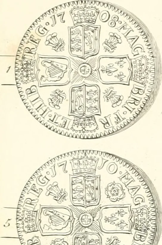 An illustration from Annals of the coinage of Great Britain and its dependencies : from the earliest period of authentic history to the reign of Victoria, 1840, leaf 154