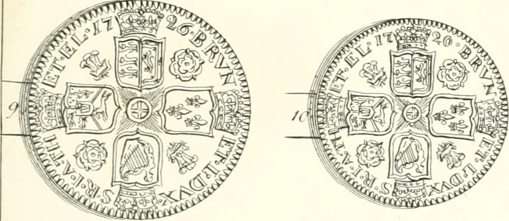 An illustration from Annals of the coinage of Great Britain and its dependencies : from the earliest period of authentic history to the reign of Victoria, 1840, leaf 156