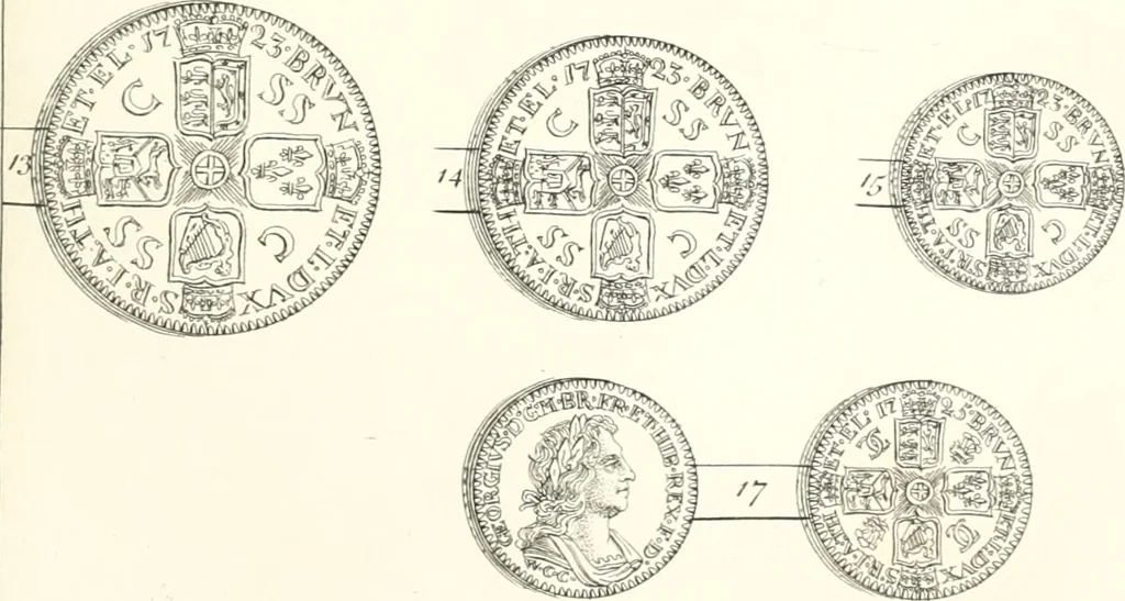 An illustration from Annals of the coinage of Great Britain and its dependencies : from the earliest period of authentic history to the reign of Victoria, 1840, leaf 156