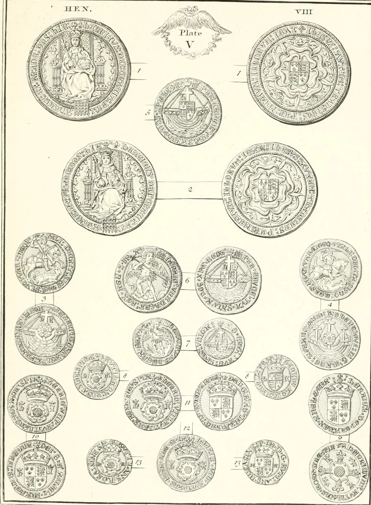 An illustration from Annals of the coinage of Great Britain and its dependencies : from the earliest period of authentic history to the reign of Victoria, 1840, leaf 172