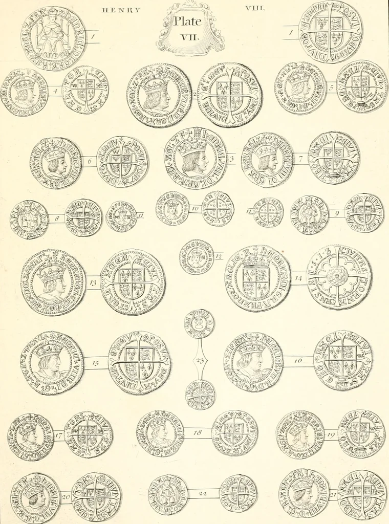 An illustration from Annals of the coinage of Great Britain and its dependencies : from the earliest period of authentic history to the reign of Victoria, 1840, leaf 92