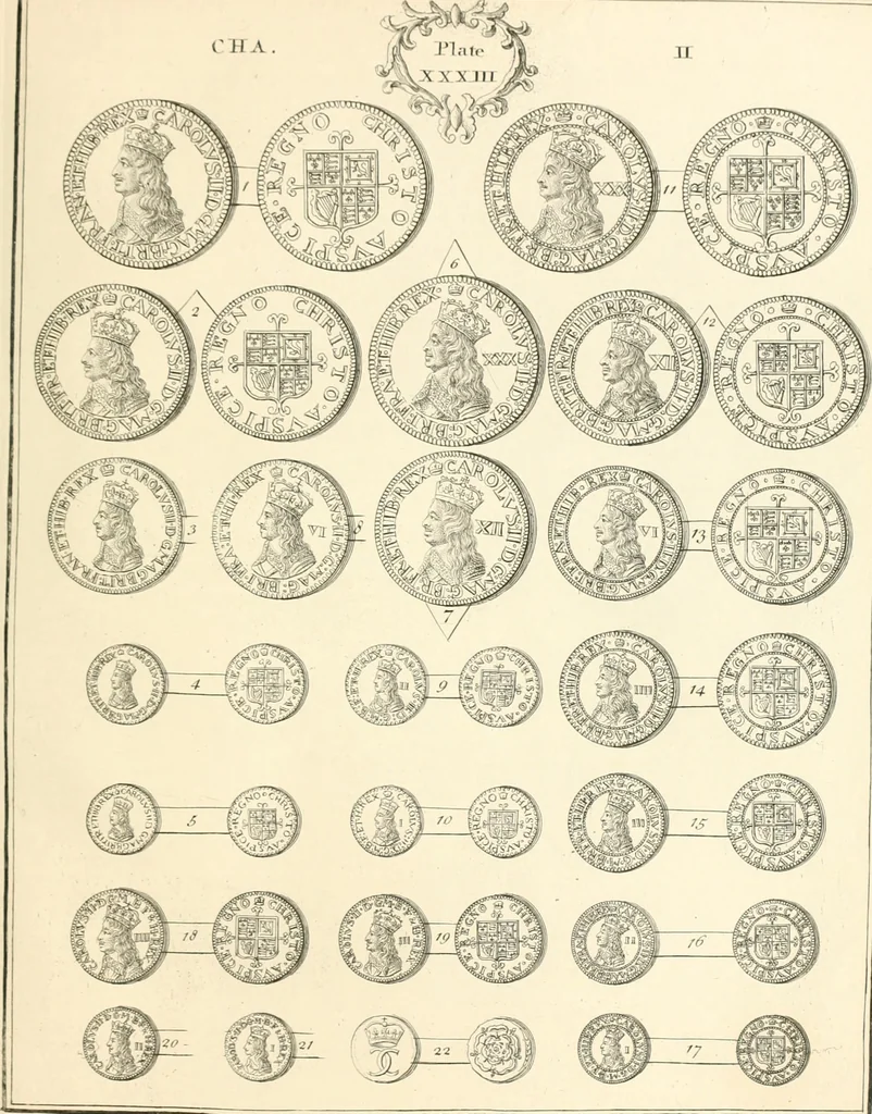 An illustration from Annals of the coinage of Great Britain and its dependencies : from the earliest period of authentic history to the reign of Victoria, 1840, leaf 210