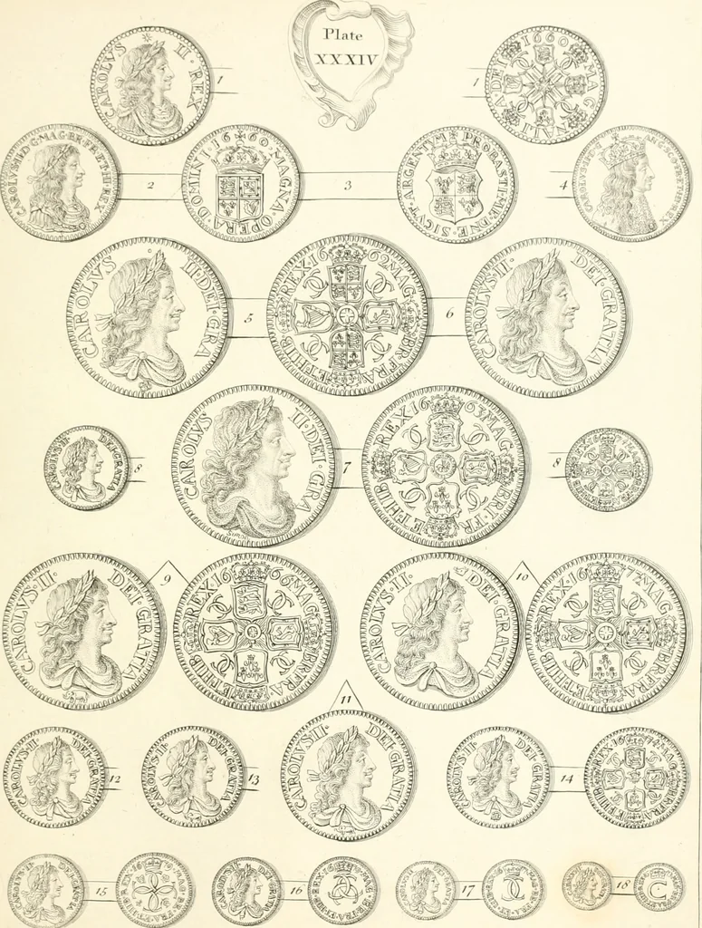 An illustration from Annals of the coinage of Great Britain and its dependencies : from the earliest period of authentic history to the reign of Victoria, 1840, leaf 212