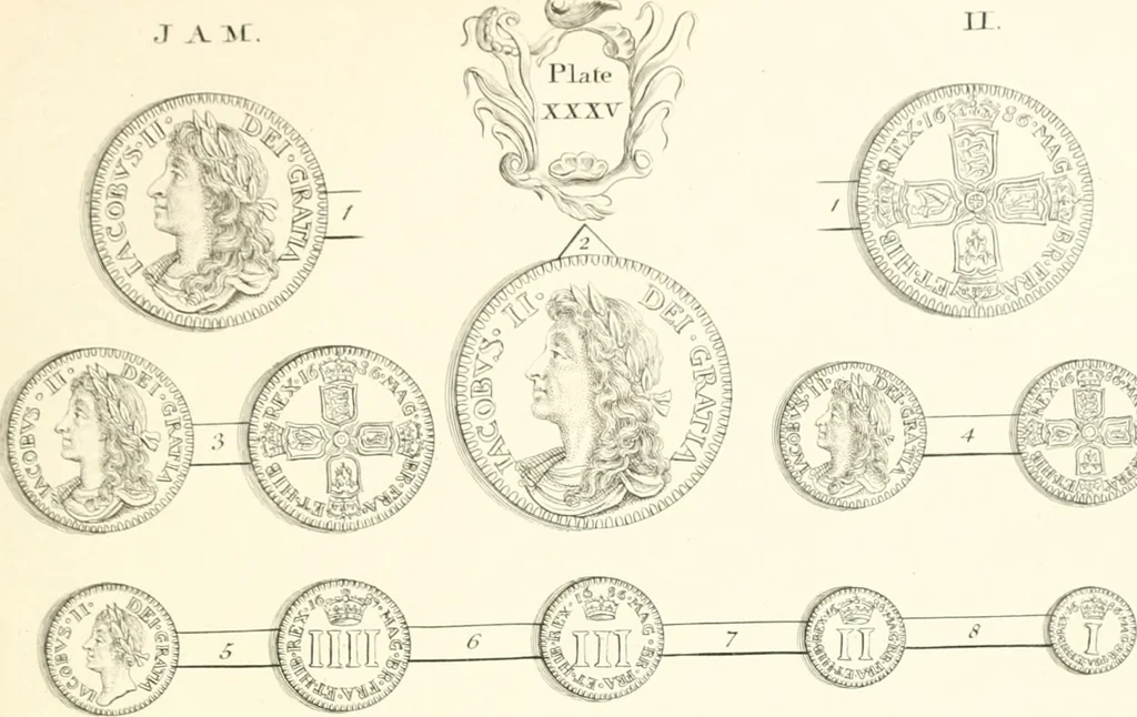 An illustration from Annals of the coinage of Great Britain and its dependencies : from the earliest period of authentic history to the reign of Victoria, 1840, leaf 216