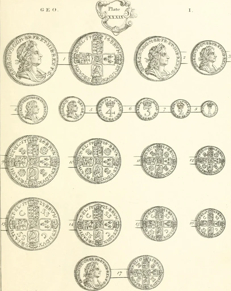 An illustration from Annals of the coinage of Great Britain and its dependencies : from the earliest period of authentic history to the reign of Victoria, 1840, leaf 228