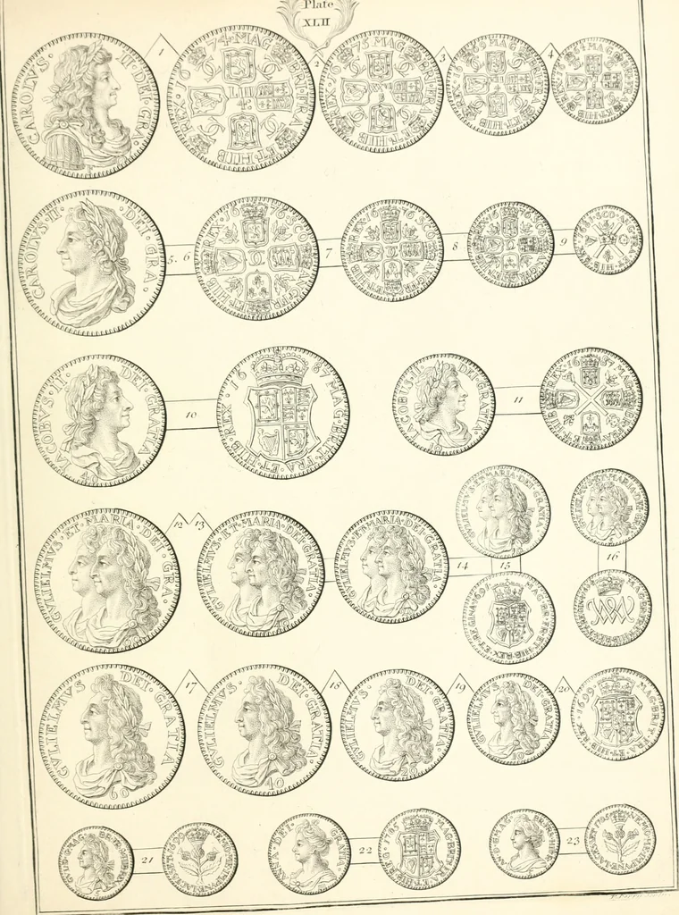 An illustration from Annals of the coinage of Great Britain and its dependencies : from the earliest period of authentic history to the reign of Victoria, 1840, leaf 236