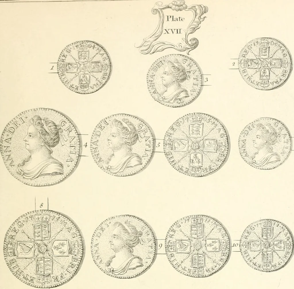 An illustration from Annals of the coinage of Great Britain and its dependencies : from the earliest period of authentic history to the reign of Victoria, 1840, leaf 288