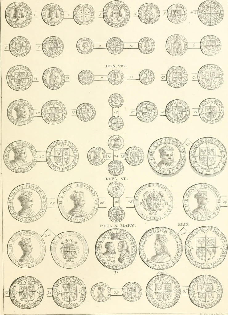 An illustration from Annals of the coinage of Great Britain and its dependencies : from the earliest period of authentic history to the reign of Victoria, 1840, leaf 310