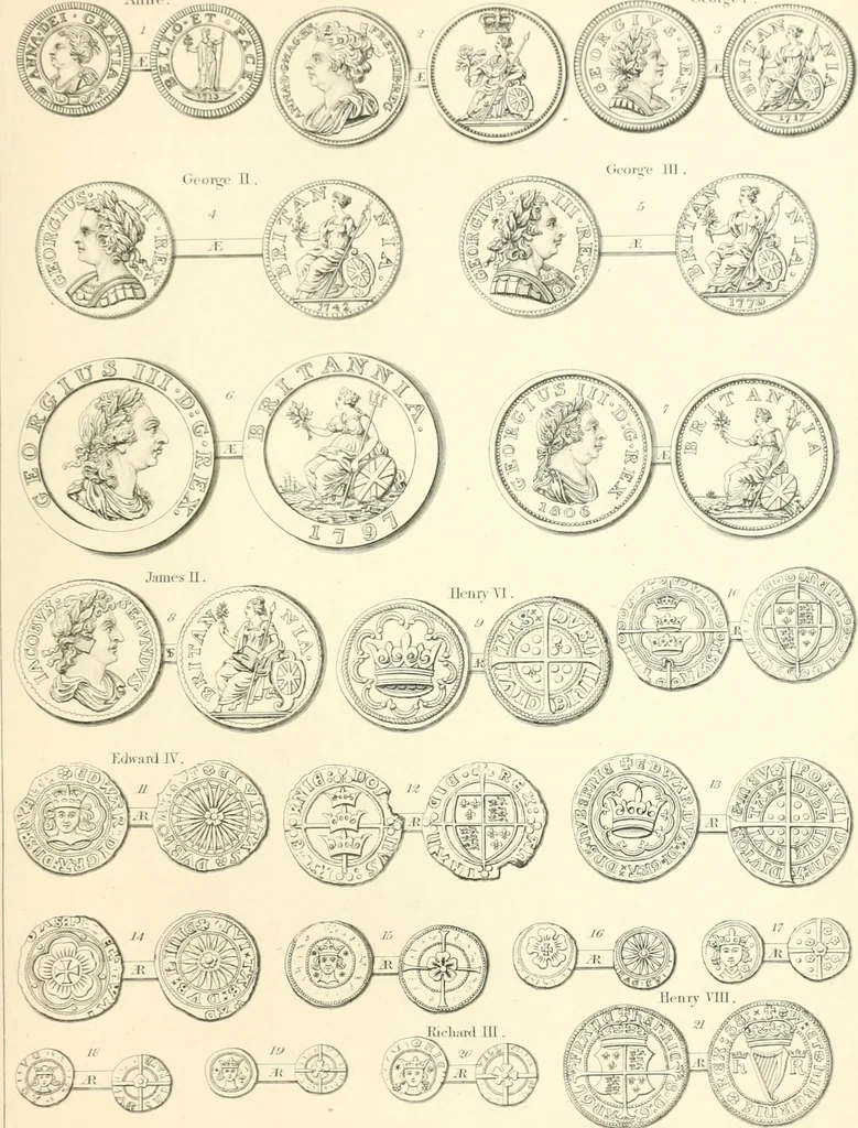 An illustration from Annals of the coinage of Great Britain and its dependencies : from the earliest period of authentic history to the reign of Victoria, 1840, leaf 338