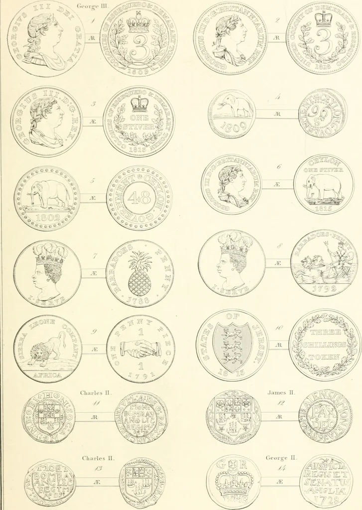 An illustration from Annals of the coinage of Great Britain and its dependencies : from the earliest period of authentic history to the reign of Victoria, 1840, leaf 374