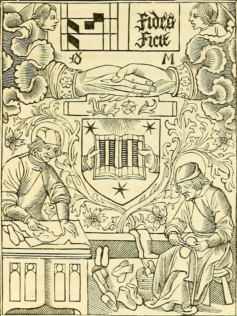 An illustration from Annals of Parisian typography : containing an account of the earliest typographical establishments of Paris; and notices and illustrations of the most remarkable productions of the Parisian Gothic press; compiled principally to shew its general character; and its particular influence upon the early English press, 1818, leaf 111