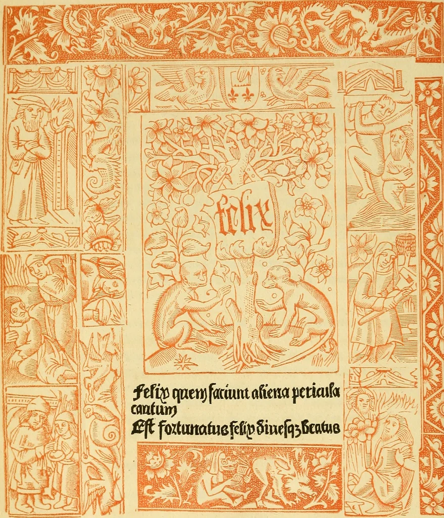 An illustration from Annals of Parisian typography : containing an account of the earliest typographical establishments of Paris; and notices and illustrations of the most remarkable productions of the Parisian Gothic press; compiled principally to shew its general character; and its particular influence upon the early English press, 1818, leaf 131