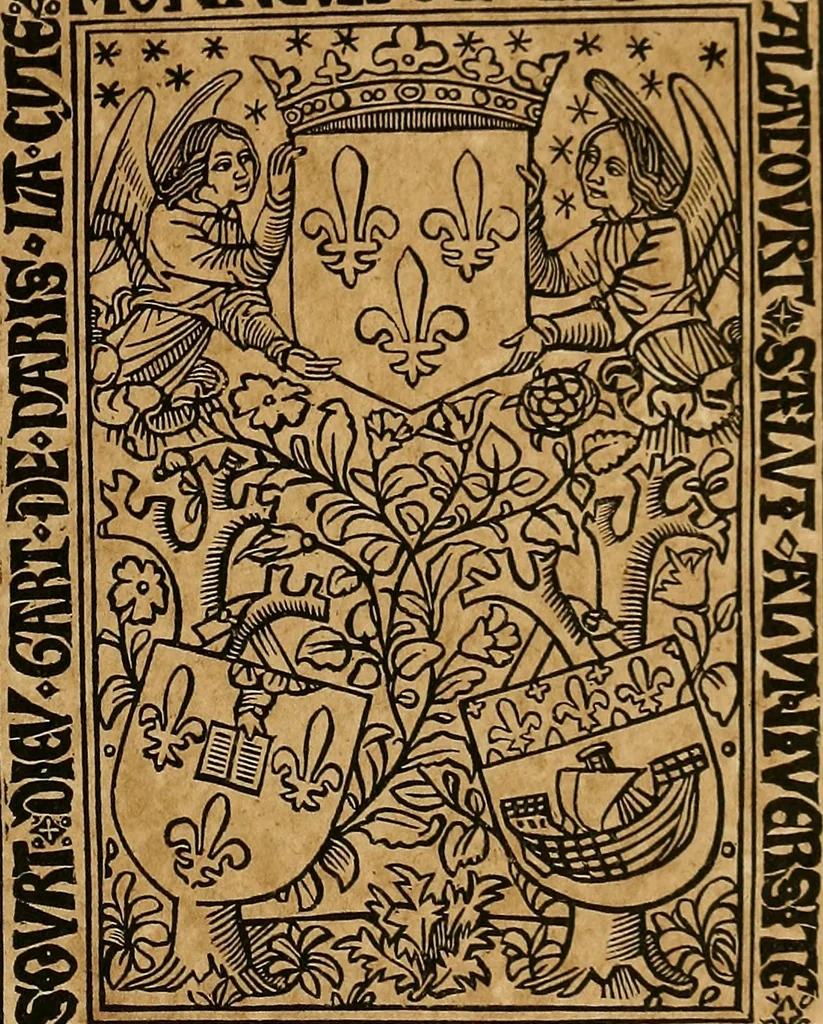 An illustration from Annals of Parisian typography : containing an account of the earliest typographical establishments of Paris; and notices and illustrations of the most remarkable productions of the Parisian Gothic press; compiled principally to shew its general character; and its particular influence upon the early English press, 1818, leaf 52