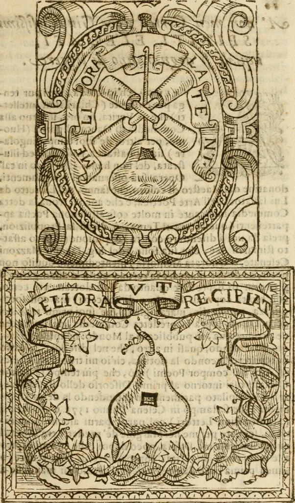 An illustration from Annotazioni, ovvero, Chiose marginali, di Bellisario Bulgarini, l'Aperto, accademico intronato : sopra la prima parte della difesa fatta da m. Iacopo Mazzoni per la Commedia di Dante Alighieri : compilate nell' idioma toscano sanese : aggiontoui il discorso di m. Ridolfo Castrauilla sopra la medesima Commedia, &c. : ed insieme il racconto delle materie più notabili di tutta l'opera, 1608, leaf 14