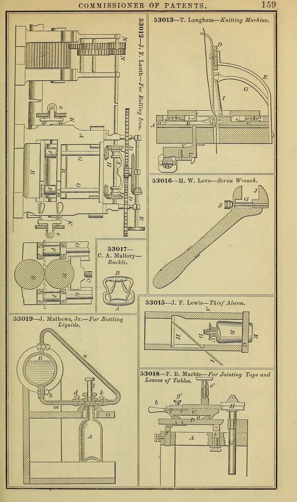 An illustration from Annual report of the Commissioner of Patents for the year .., 1866, leaf 169