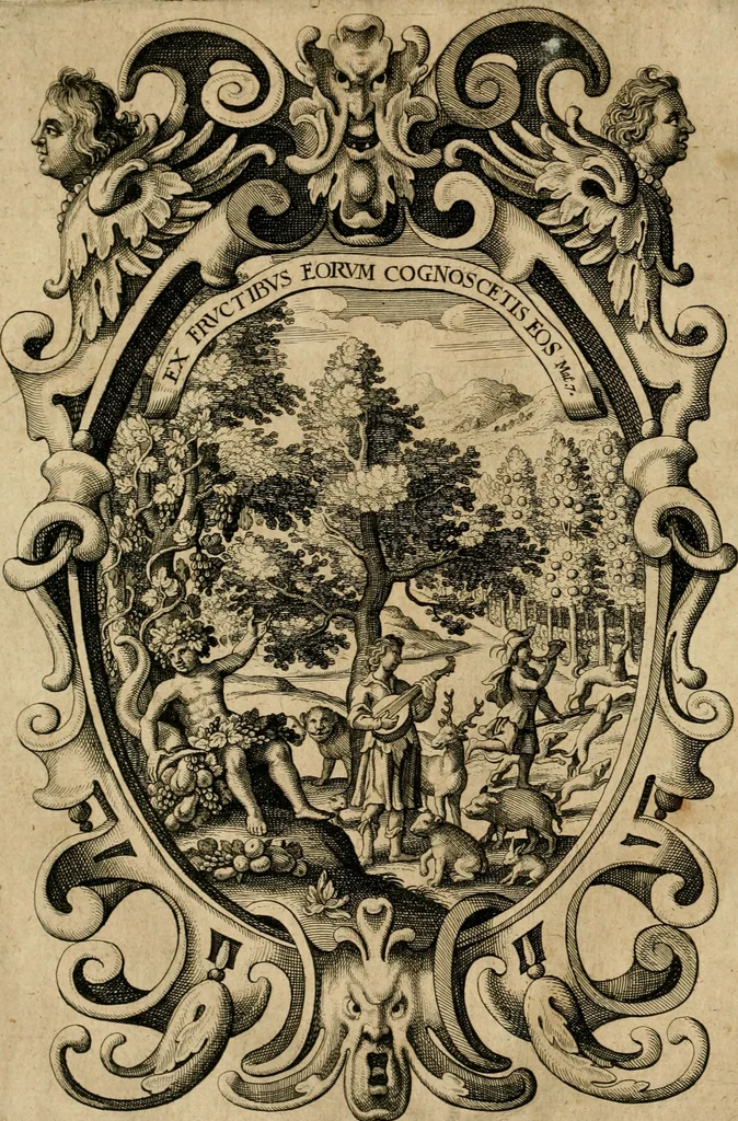 An illustration from Annus secularis Societatis Iesu, adumbratus ex anno temporali a Gymnasio Tricoronato Vbiorum : anno confirmatae Societatis centesimo, salutis humanae MDCXL, 1640, leaf 201