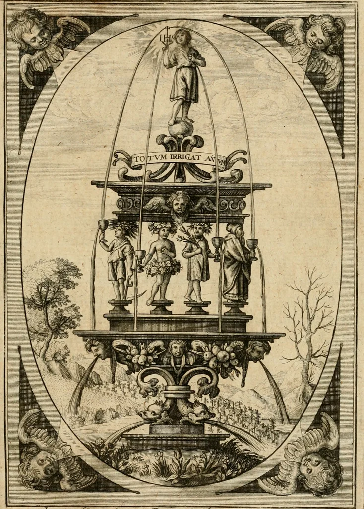 An illustration from Annus secularis Societatis Iesu, adumbratus ex anno temporali a Gymnasio Tricoronato Vbiorum : anno confirmatae Societatis centesimo, salutis humanae MDCXL, 1640, leaf 22
