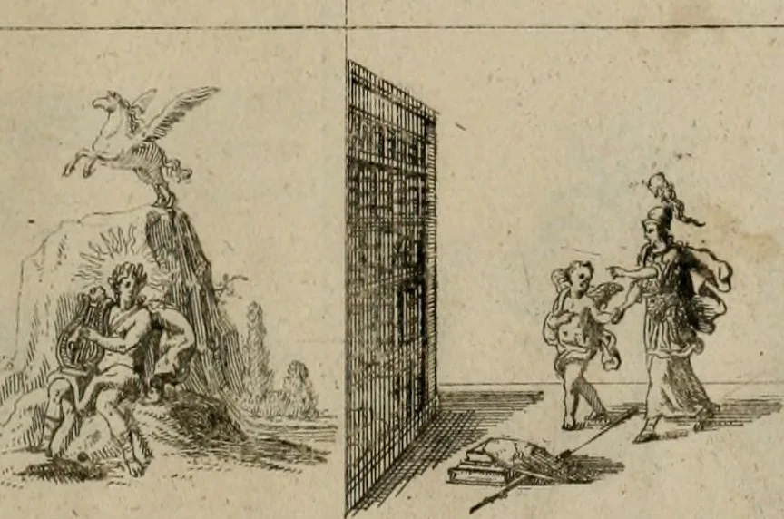 An illustration from Annus symbolicus, emblemmatice, et versu leonino : quemcumq[ue] statum hominum incitans ad animum pie recreandum : humillimè oblatus serenissimo electorali principi Carolo Alberto vtriusq[ue] Bavariae &c. duci. etc. etc. [sic] : accrescenti orbis terrae delicio, 1699, leaf 16