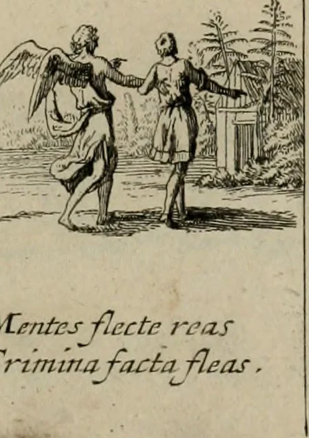 An illustration from Annus symbolicus, emblemmatice, et versu leonino : quemcumq[ue] statum hominum incitans ad animum pie recreandum : humillimè oblatus serenissimo electorali principi Carolo Alberto vtriusq[ue] Bavariae &c. duci. etc. etc. [sic] : accrescenti orbis terrae delicio, 1699, leaf 26