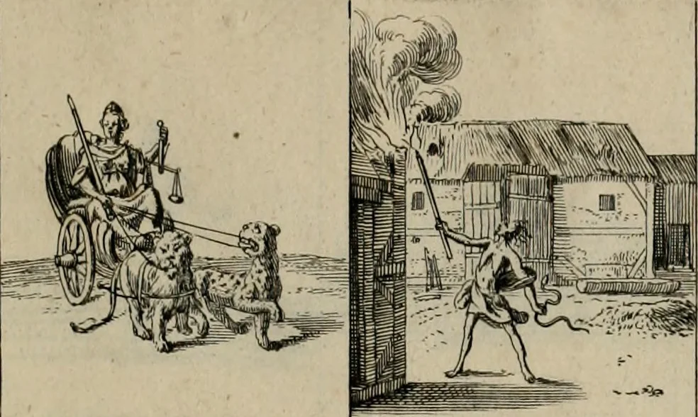An illustration from Annus symbolicus, emblemmatice, et versu leonino : quemcumq[ue] statum hominum incitans ad animum pie recreandum : humillimè oblatus serenissimo electorali principi Carolo Alberto vtriusq[ue] Bavariae &c. duci. etc. etc. [sic] : accrescenti orbis terrae delicio, 1699, leaf 32